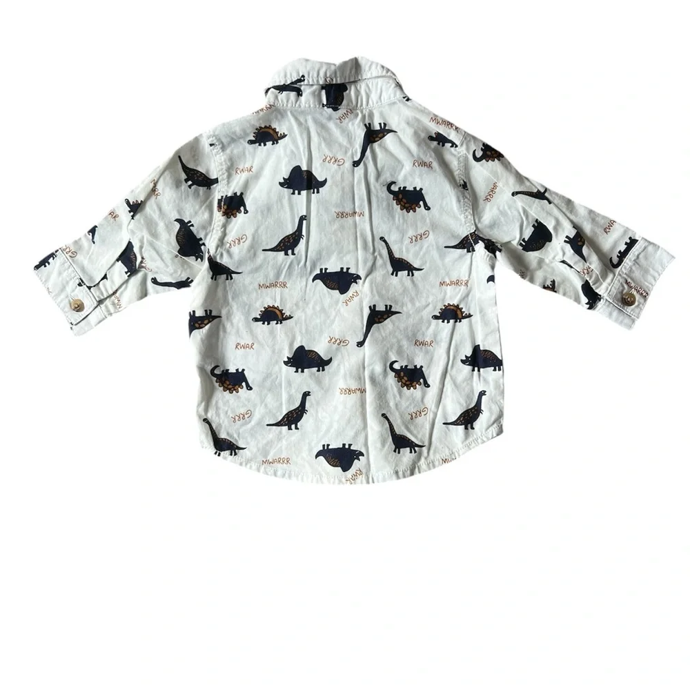 Old Navy Baby Boy Dinosaur Button Down Shirt | 3-6M